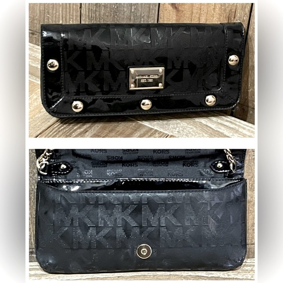 Michael Kors. 5 Piece: Delancy Clutch & Free Watch, Card Case, Twilly & Dust Bag - Picture 11 of 16